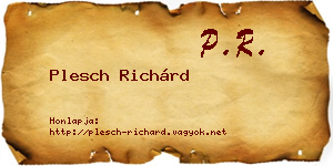 Plesch Richárd névjegykártya